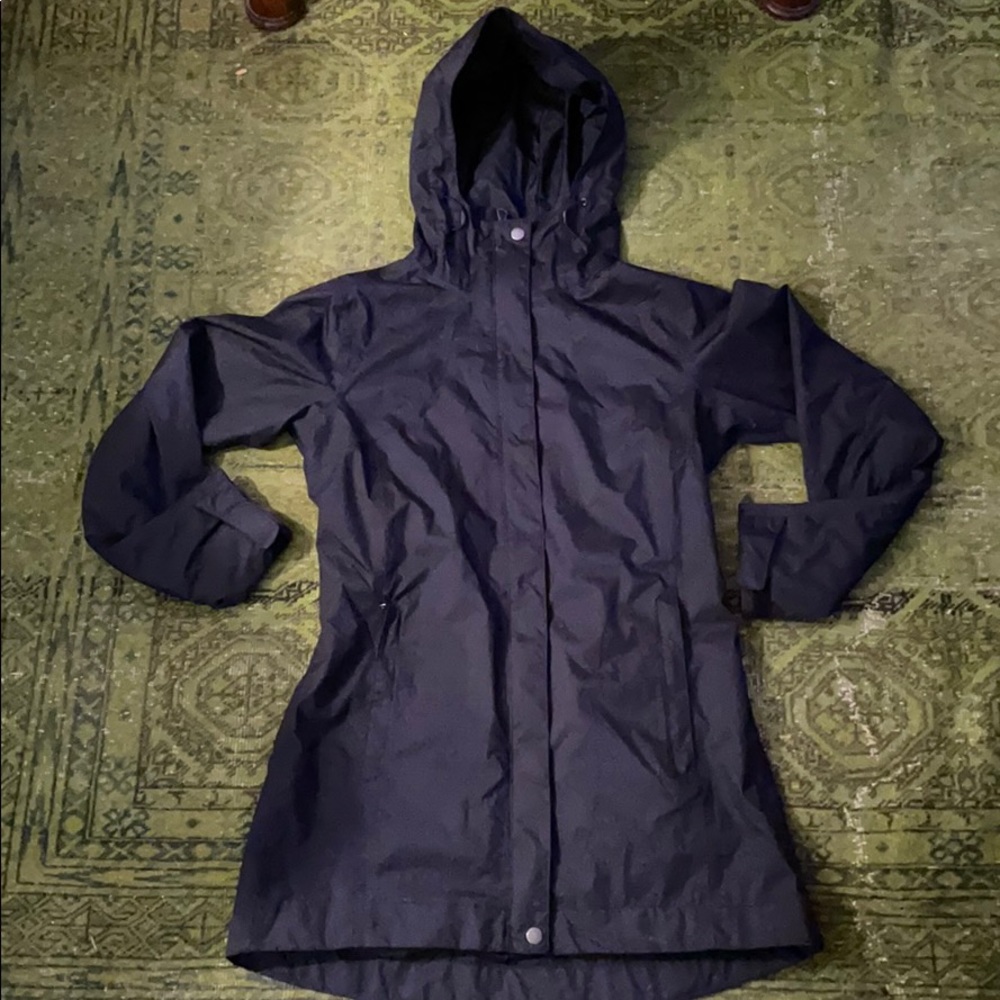 Long Black Columbia Waterproof Rain Jacket - Small
